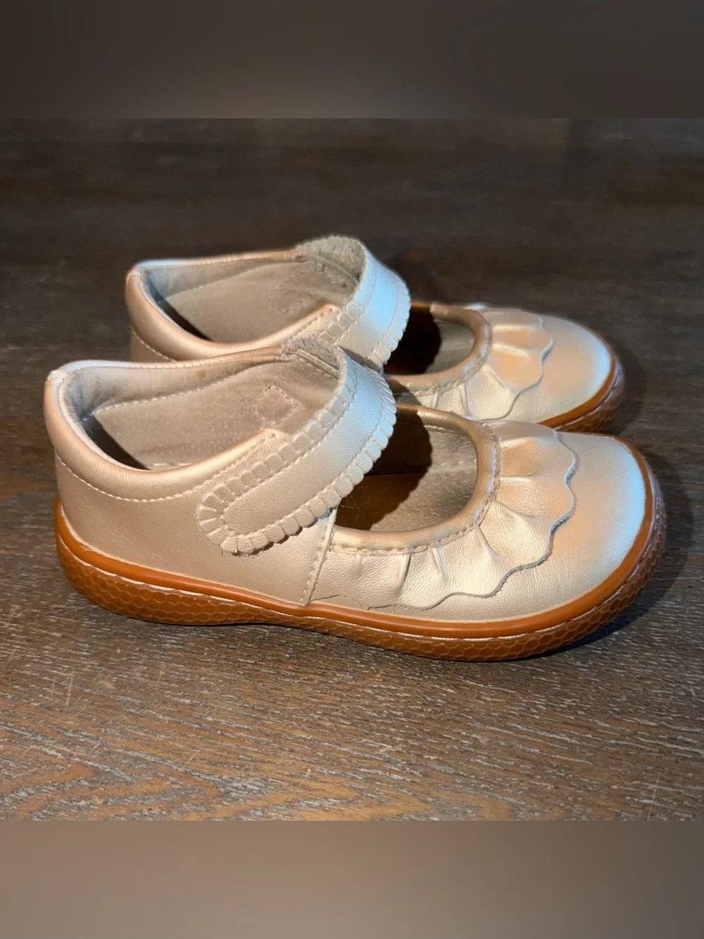 Livie and Luca Champagne Ruche Classic Mary Janes size 8
